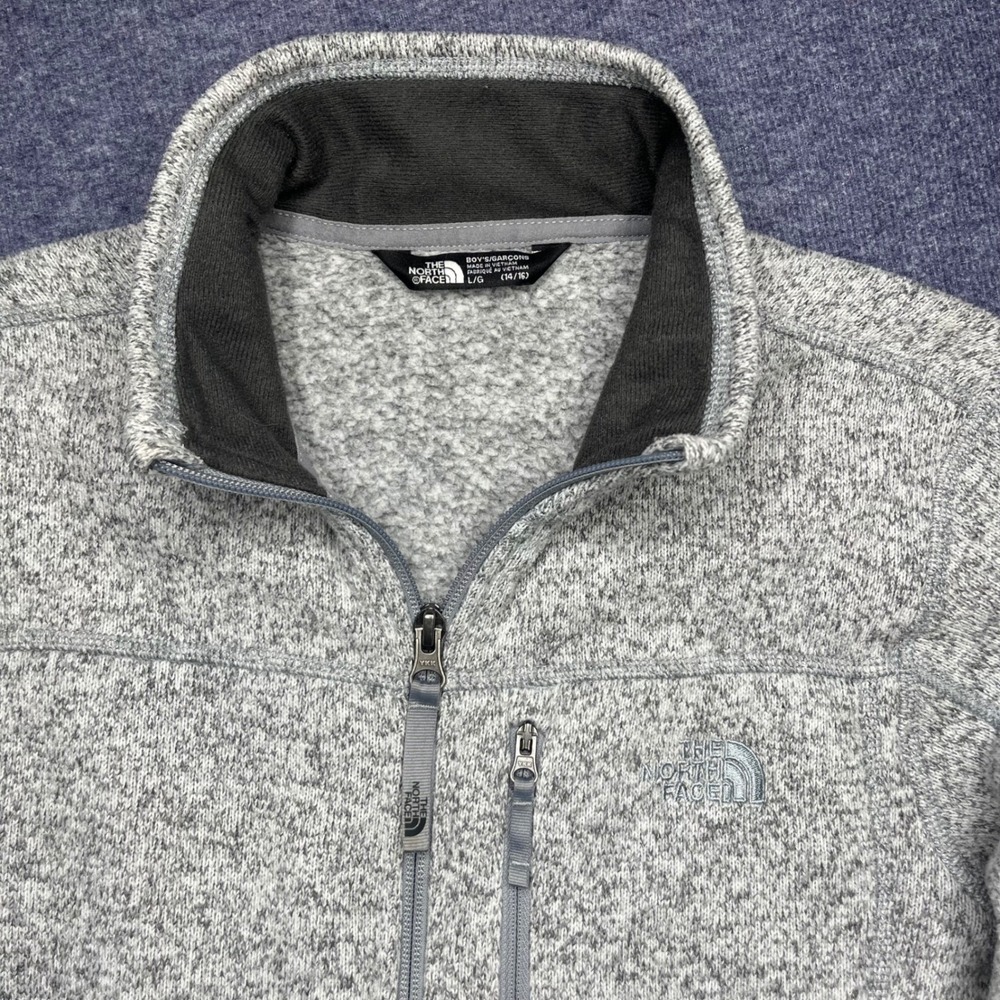 The North Face Boys Gordon Lyons Full Zip Sweater Fleece Jacket Grey Large 14/16